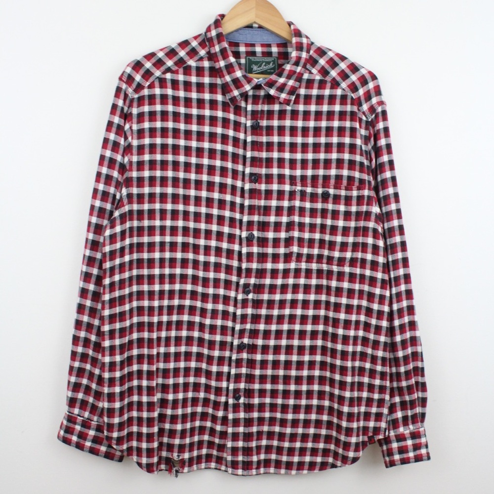 Woolrich Red Plaid Check Flannel Shirt Button